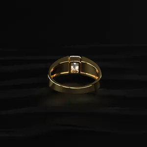 Bague de fiançailles tendance pour homme en or jaune 1 carat avec diamant de laboratoire taille émeraude, bijoux fins, bagues en diamant couleur D-E, clarté VVS-VS. - Product Image 5