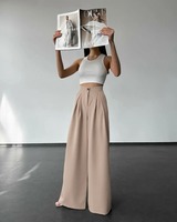 Pantalones Palazzo de Cintura Alta y Pierna Ancha para Mujer, Elegantes, Transpirables, de Secado Rápido, 100% Poliéster, con Pliegues Delanteros, Corte Holgado, Cierre de Botones