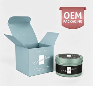 Elegant Custom Printed <b>Candle</b> <b>Gift</b> Box Handle Durable Rigid Paperboard Construction UV Coating Rectangle Shape Luxury Branding - Product Image 1