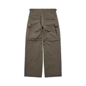 Pantalon Harem Homme Taille Haute Vert Olive Cargo Ample Style Utilitaire Multi-Poches Respirant en Toile pour le Travail - Product Image 3