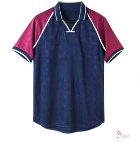 เสื้อฟุตบอลผู้ชายสไตล์เรโทร ผ้าโพลีเอสเตอร์พิมพ์ลายด้วยเทคนิคฮีททรานเฟอร์ ระบายอากาศได้ดี ต้านเชื้อแบคทีเรีย แขนสั้น ด้านหน้า - Product Image 2