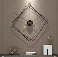 Jam Dinding Pendulum Modern Hitam Putih dan Emas dengan Desain Seni Geometris untuk Ruang Tamu Kontemporer