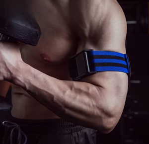 Bandas de Resistencia Ajustables, Antideslizantes y Transpirables para Restricción del Flujo Sanguíneo, Entrenamiento de Fuerza y Levantamiento de Pesas, Color Azul y Negro - Product Image 6