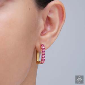 ต่างหูห่วงแฟชั่นทรงสี่เหลี่ยมผืนผ้า Prao มีสไตล์และหรูหราสำหรับผู้หญิง - Product Image 4