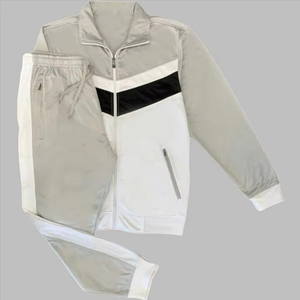 Custom Logo Streetwear Woven Fabric <b>White</b> Piping Zipper Pockets <b>2</b> <b>Pieces</b> <b>Set</b> Windbreaker Tracksuits - Product Image 4