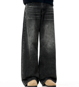 กางเกงยีนส์เดนิมทรงแบ็กกี้สไตล์เรโทร ล้างสีแบบวินเทจ ขายส่ง กางเกงยีนส์เดนิมผู้ชายสไตล์ไฮสตรีทลำลอง ฮิปฮอป กางเกงยีนส์เดนิมขาดๆ สำหรับผู้ชาย - Product Image 1