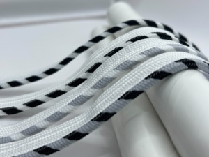 Double Braided White Black Drawcord <b>Elastic</b> <b>Cord</b> for Garment Use 10mm Nylon Cotton Round Style Simple Structure - Product Image 6