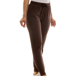 Women's <b>Brown</b> Knitted <b>Jogger</b> Pants Mid Waist Drawstring Ankle-Length Casual Solid Color With Side Stripe Regular Fit Autumn Wear - Product Image 2