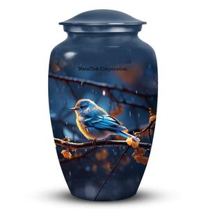 Urne de crémation personnalisée sur le thème des oiseaux belle urne en métal de cendres de souvenir vente en gros prix d'usine fabricant d'urne funéraire de cimetière - Product Image 3