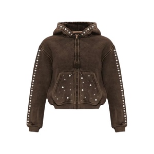 Sweat à capuche de luxe 100 % coton 400 GSM pour homme, coupe oversize et carrée, avec strass, effet délavé, design personnalisé, écologique - Product Image 1