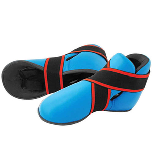 Chaussures de boxe en cuir bleu avec sangles noires et rouges, fermeture à lacets, respirantes, flexibles, chaussures d'entraînement - Product Image 6