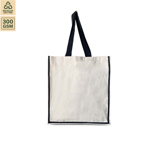 Grand sac fourre-tout en toile de coton 300 GSM, 45x49x12 cm, promotionnel, personnalisable, vente en gros, réutilisable, blanc cassé, avec ruban de 69 cm pour poignée - Product Image 1