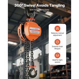 Paranco a Catena Manuale da 1 Tonnellata con Altezza di Sollevamento di 3 Metri e Catena Zincata G80 - Capacità di 1000 kg per Uso Agricolo - Product Image 6