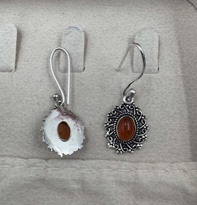 Boucles d'oreilles pendantes en cornaline style vintage, plaquées argent, en laiton, pour femme, tendance, vente chaude - Product Image 5