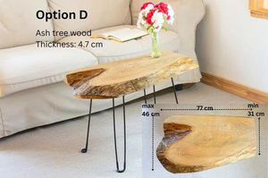 Mesa de Centro de Madera Rústica con Borde Natural, Estructura Metálica, Diseño Moderno, Hecha a Mano para Muebles de Sala - Product Image 6
