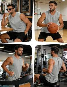 Men's Custom Logo Cotton Sports Printing <b>Running</b> Tops Muscle Bodybuilding Stringer Fitness Gym Men's Tank Top - Product Image 5