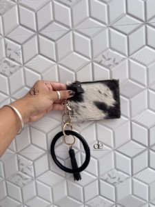 Western Cowhide Leather ATM Card Holder Stylish Clutch Wallet Purse Leather Wristlet Western Style Unisex Clutch Coin Clutch - Product Image 3
