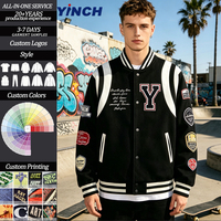 Vestes de baseball personnalisées Layenne, tendance, noir et blanc, logo personnalisé, style vintage, pour hommes