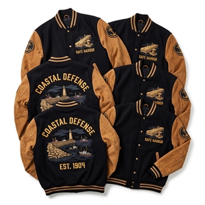 Chaqueta Letterman al por mayor, cuerpo de lana color carbón, mangas de cuero color rosa empolvado, bordado de arco de viaducto, abrigo universitario de béisbol - Product Image 2