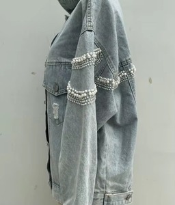 Veste en jean longue bleue pour femmes, veste en jean décontractée pour femmes, veste en jean en coton, logo personnalisé, fournisseur d'usine OEM, Pakistan - Product Image 5