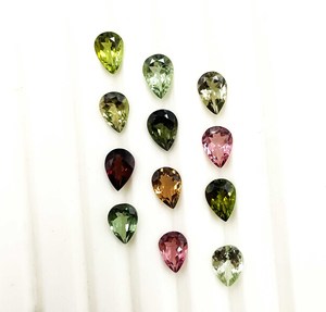 Turmalina natural multicolor con corte de pera de 5*7 mm, piedra preciosa de turmalina para la fabricación de joyas, certificada por IGI. - Product Image 1