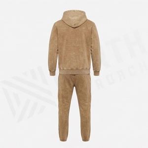 Custom Logo Hoodie Shorts Acid Wash Set Vintage Jogger Sweat Suit Tracksuit Mens Screen Print OEM Activewear Streetwear - Product Image 2
