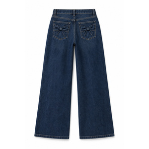 Jeans de Mezclilla de Pierna Ancha y Cintura Media para Mujer con Bolsillos de Lazo - Color Índigo, Tallas Grandes Disponibles - Product Image 2