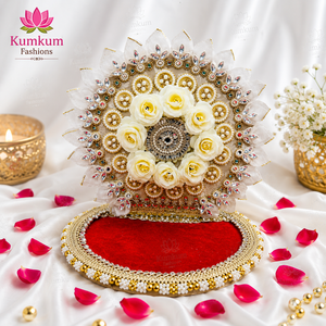 Fondo Decorativo Singhasan Hecho a Mano en India para Laddu Gopal Krishna Ganesha, Templo, Sala de Pooja, Decoración del Hogar, Janmashtami - Product Image 5