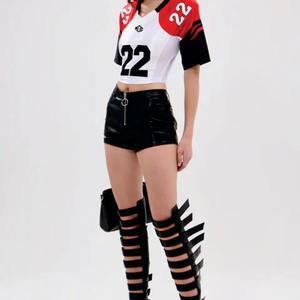 Jersey Corto de Fútbol Americano para Mujer, a la Moda, al por Mayor, 100% Poliéster, Cuello en V, Manga Corta, Top de Entrenamiento, OEM, Marca Privada, 2026 - Product Image 4