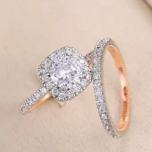 1.20Ct Round Cut <b>Simulated</b> <b>Diamond</b> Bridal Set Band Ring In 14K Rose Gold Plated - Product Image 4