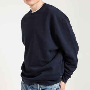 Sweat-shirt à col rond bleu marine pour homme, coupe ample, couleur unie, tricot en coton, pull-over, style hip-hop, anti-rides, vêtements décontractés pour l'hiver - Product Image 3
