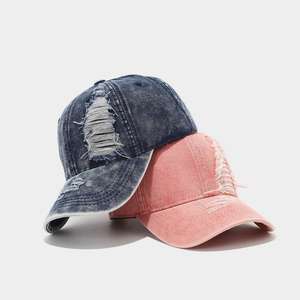 Casquette de baseball tendance en jean délavé et usé, style décontracté - Product Image 3