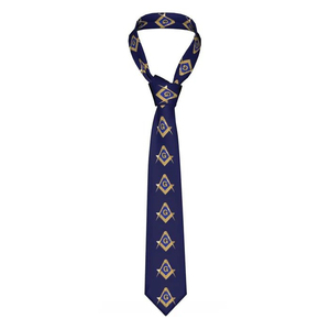 Corbata Masónica de la Logia Azul con Fondo Azul y Emblema Dorado, Regalia Masónica, Corbata Masónica con Servicio OEM - Product Image 4