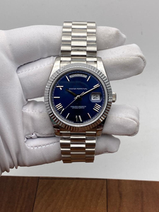 Reloj Automático de Acero Inoxidable de 40 mm, de Alta Calidad, Estilo Hip Hop, Esfera Azul, Bisel Estriado, Cristal de Zafiro, Movimiento ETA - Product Image 3