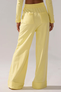 Ensemble 2 pièces en molleton jaune à capuche pour femme, coupe ample, manches longues, décontracté, toutes saisons, sweat-shirt et pantalon de jogging avec bordure en fourrure - Product Image 5