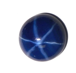 Zafiro Azul Estrella Redondo de 11x11 mm, 7 Quilates, Creado en Laboratorio, Cabujón Pulido con Efecto de Estrella de 6 Puntas, 4-5 mm de Altura, para Joyería - Product Image 1
