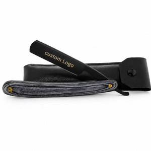Black Wood Professional <b>Straight</b> <b>Razor</b> Stainless Steel Barber Shaving <b>Razor</b> with Custom Logo OEM - Product Image 1