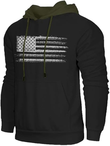 Sweat-shirt à capuche personnalisé OEM avec drapeau américain vieilli, style vintage, avec poche kangourou pour hommes et femmes DDP - Product Image 2