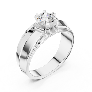 Bague de mariage solitaire pour homme en or jaune avec diamant de laboratoire – Bijou de luxe contemporain en or et diamant - Product Image 4