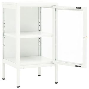 Aparador Blanco con Vidrio Templado, Tamaño Mediano, Acero con Recubrimiento en Polvo para Muebles de Salón - Product Image 6