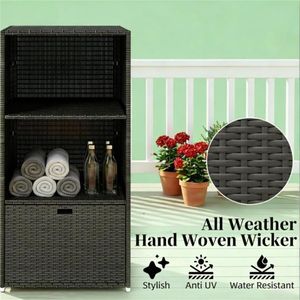 Portasciugamani e Armadietto Marrone Scuro per Piscina con Ripiano per Organizzare gli Accessori della Piscina - Product Image 3