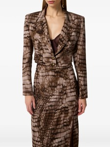 Blazer con Estampado Animal para Mujer, Corto, de Manga Larga, Cuello Camisero, Botón Único, Tejido de Poliéster y Rayón, Estilo Invernal - Product Image 4