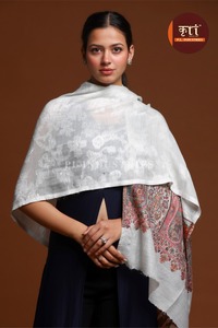 Châle en laine d'Angora tissé à la main sur mesure pour femme, 28 x 80 pouces, motif cachemire tropical, écharpe d'hiver - Product Image 5