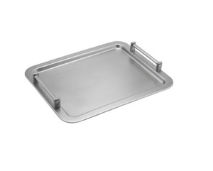 Plateau de service rectangulaire en métal avec poignées, design minimaliste et solide, plaque en acier inoxydable durable pour la vaisselle - Product Image 1