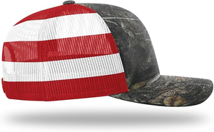 <b>Camo</b> Mesh Trucker Hat With American Flag Design Adjustable Snapback <b>Cap</b> Unisex Outdoor Casual 6-Panel Style Wholesale Prices - Product Image 5