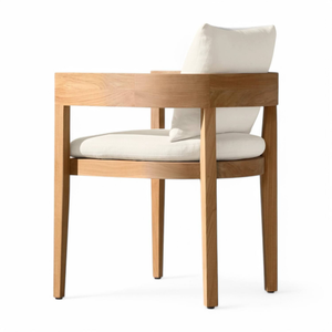 Fauteuil scandinave en chêne massif avec coussin crème, mobilier d'extérieur, ensemble de jardin, sièges confortables - Product Image 3