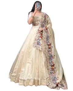 Moonlight Modest Natural Waist Wedding <b>Lehenga</b> with Embroidery Floral Pattern Floor-Length Fit and Flare Silhouette - Product Image 1