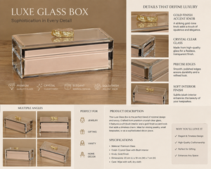 Luxury Modern Peach Color Mirror <b>Glass</b> Handcrafted Lacquered Finish Decorative Storage Box Key <b>Knob</b> Premium Jewelry Vanity - Product Image 6