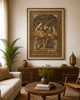 Peinture artisanale traditionnelle Pattachitra, art populaire tribal, motif arbre de vie, forme de feuille, décoration murale en bois, décoration intérieure d'Orissa
