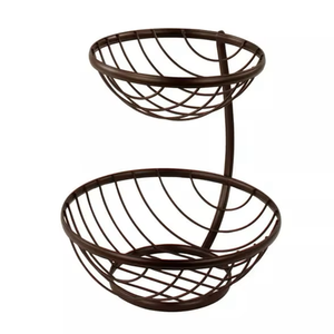 2-Tier <b>Round</b> Wire <b>Baskets</b> for Home Organization Plastic and Metal Tableware & Kitchenware Storage Multipurpose Use - Product Image 1